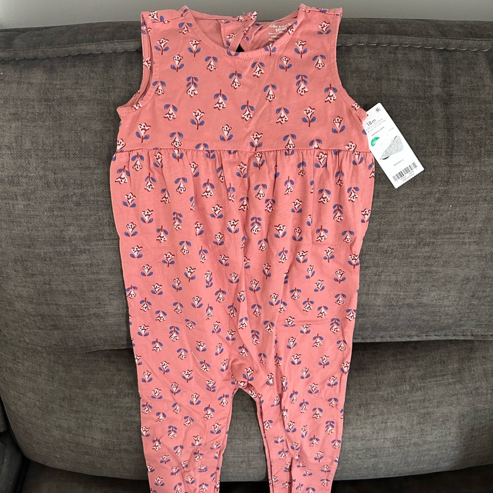 Carter's Coral Floral Baby Romper